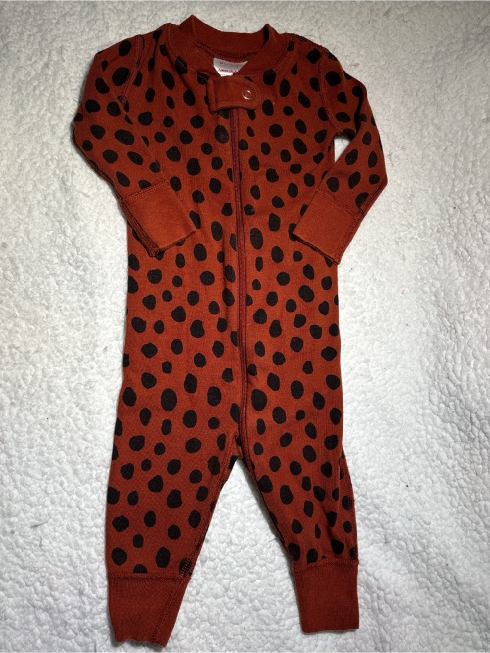 Hanna Andersson Rust Red Polka Dot Zip Footie